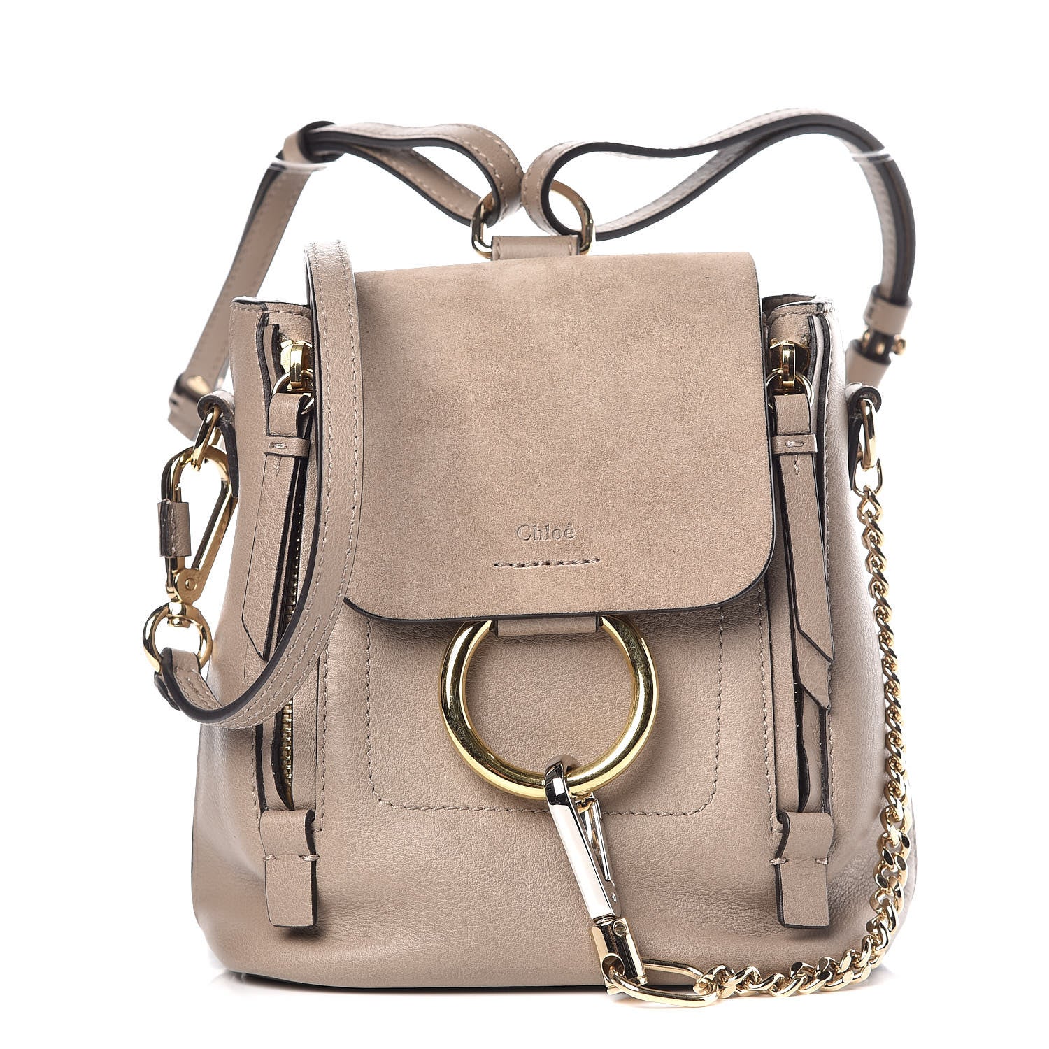 Chloe Suede Calfskin Mini Faye Backpack Motty Grey 1 of 9