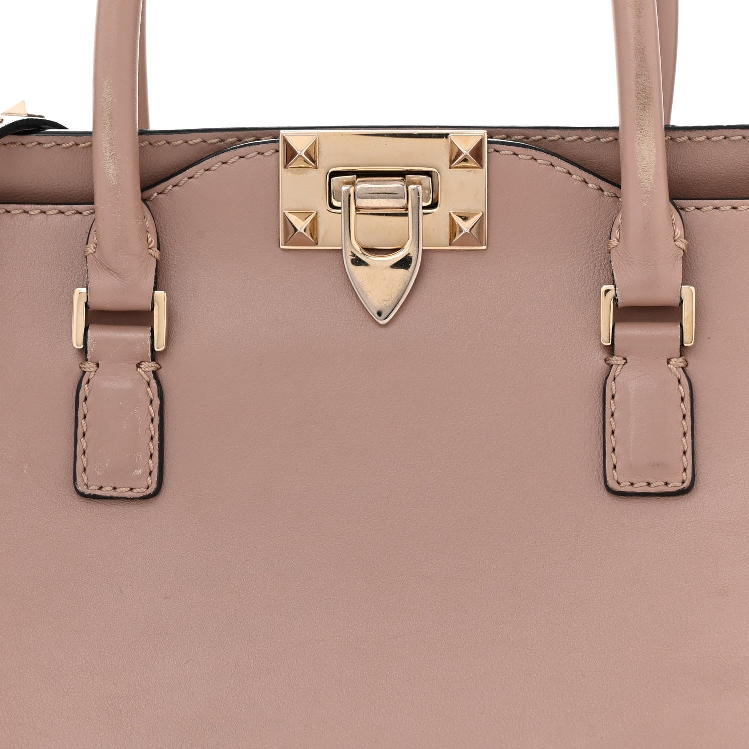 Valentino Garavani Vitello Small Rockstud Double Handle Tote Poudre 7 of 10