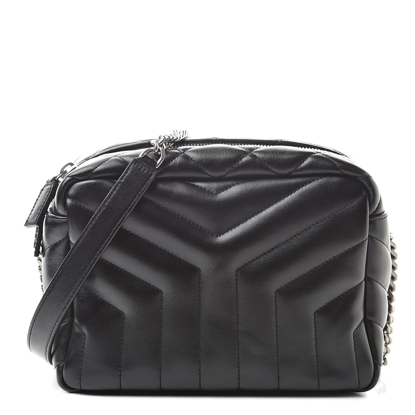 Calfskin Y Quilted Monogram Small Loulou Bowling Bag Black