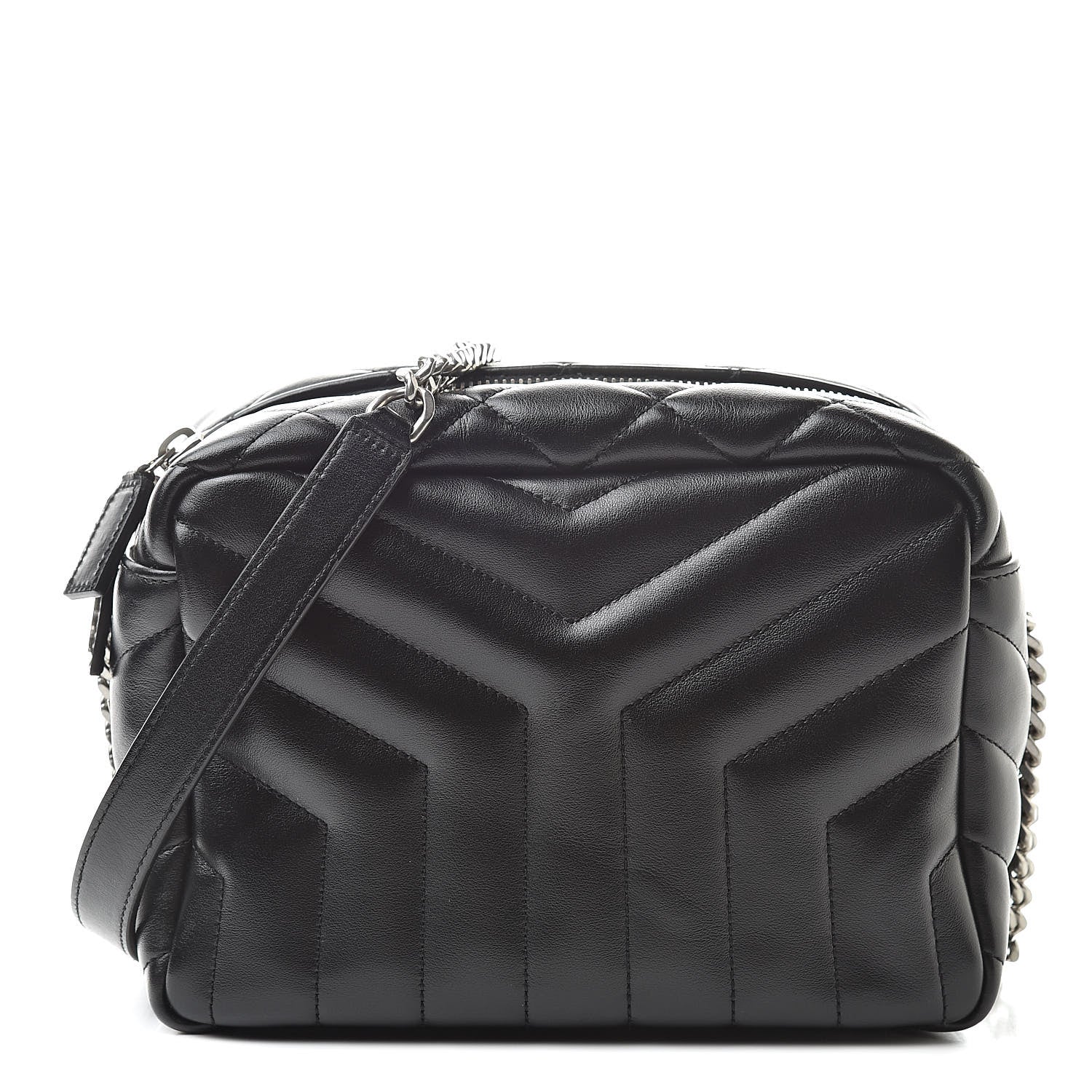 Saint Laurent Calfskin Y Quilted Monogram Small Loulou Bowling Bag Black 1 of 11