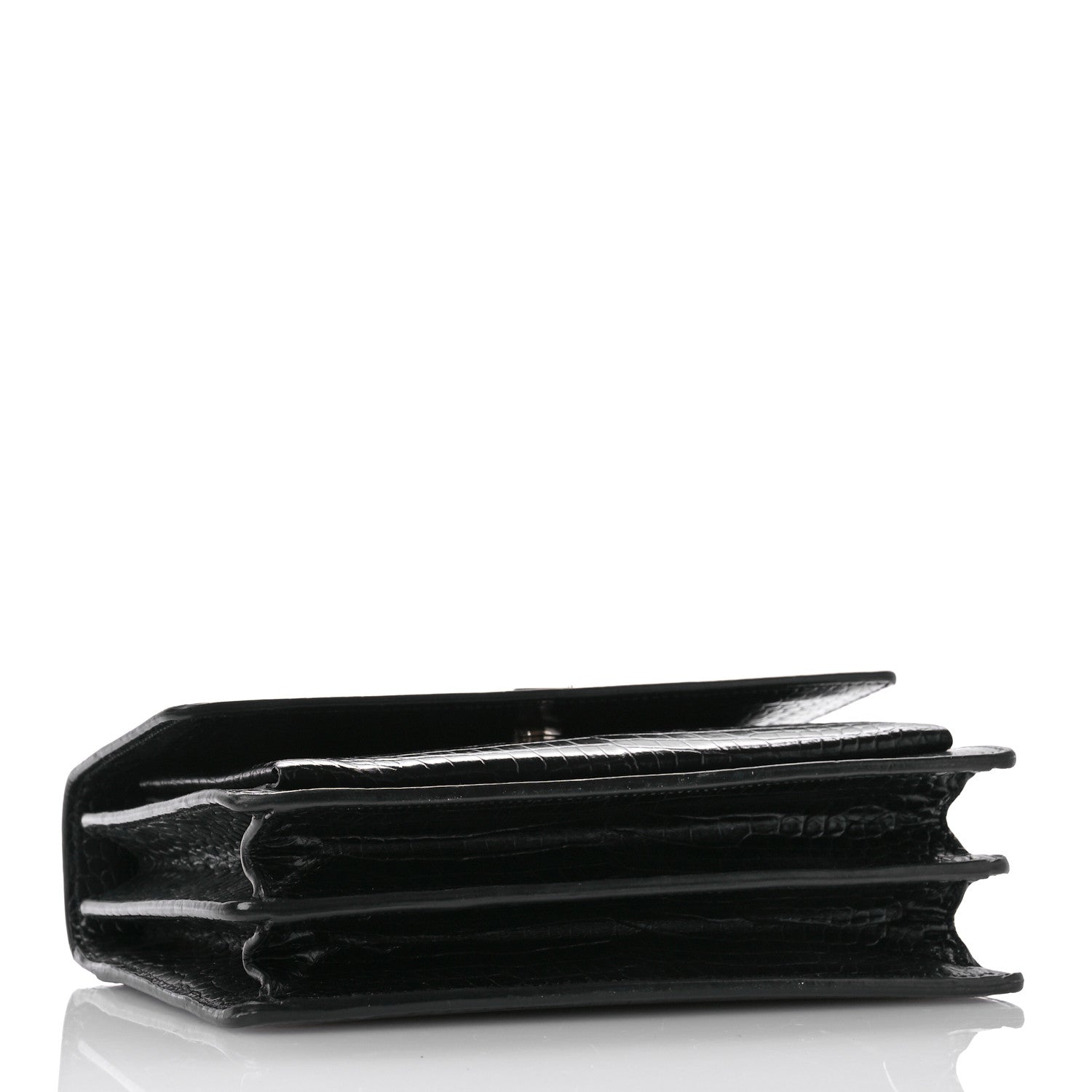 Saint Laurent Calfskin Crocodile Embossed Medium Monogram Sunset Black 4 of 10