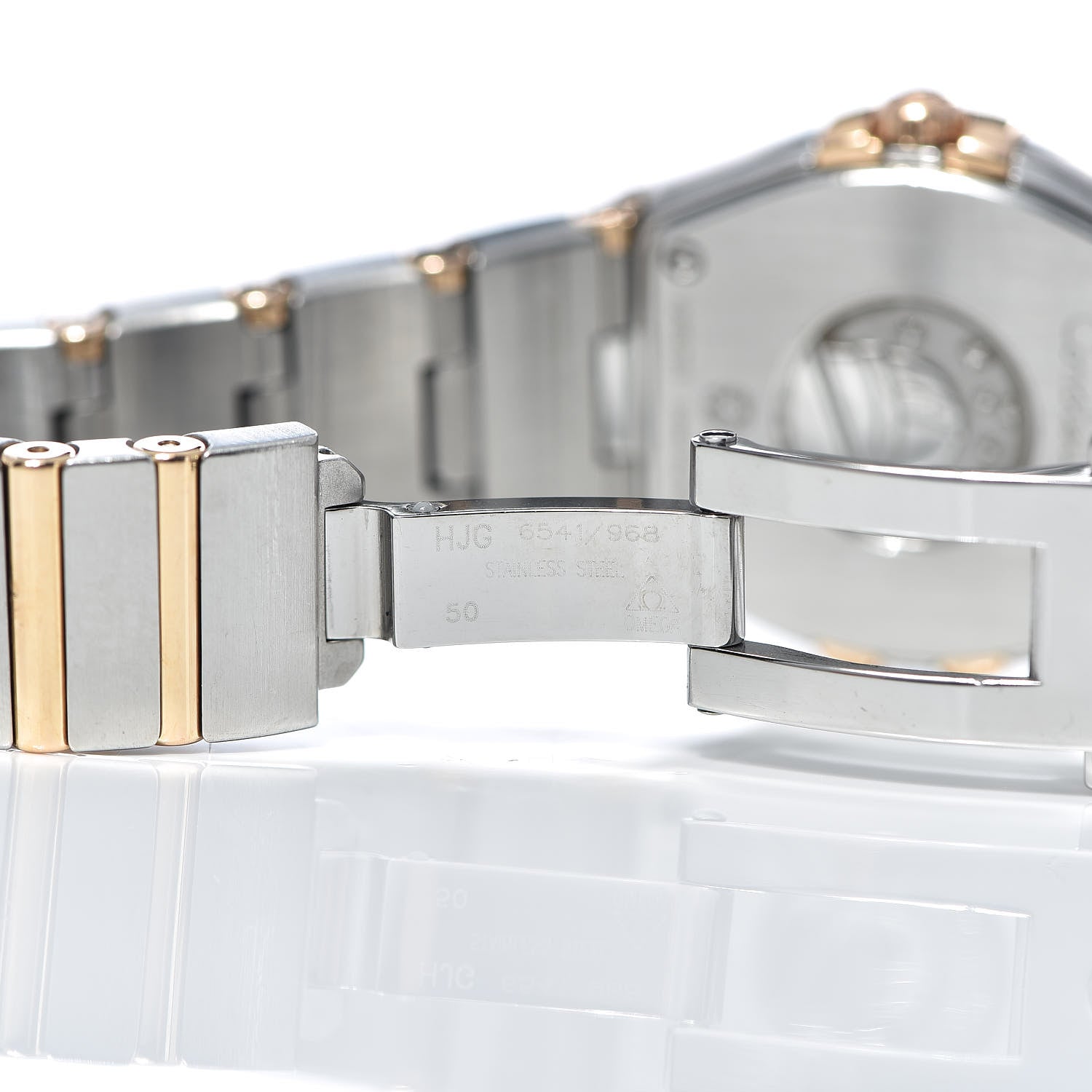 Omega Stainless Steel 18K Yellow Gold Diamond Bezel Mother of Pearl 24mm Constellation Quartz Watch 123.25.24.60.57.002 6 of 6