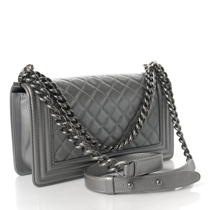 Chanel Metallic Caviar Quilted Medium Boy Flap Silver 3 of 10