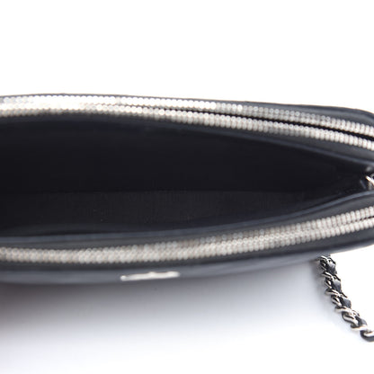Chanel Lambskin Chevron Quilted Studded Small Clutch With Chain Black 5 of 10