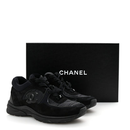 Chanel Fabric Calfskin Suede CC Sneakers 37 Black 10 of 10