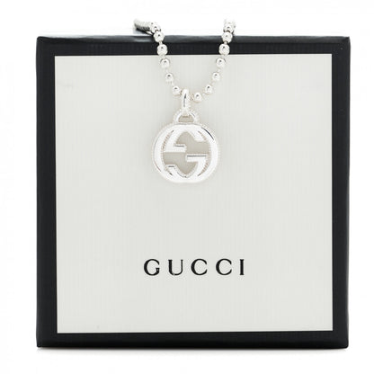 Gucci Sterling Silver Interlocking GG Pendant Beaded Necklace 7 of 7