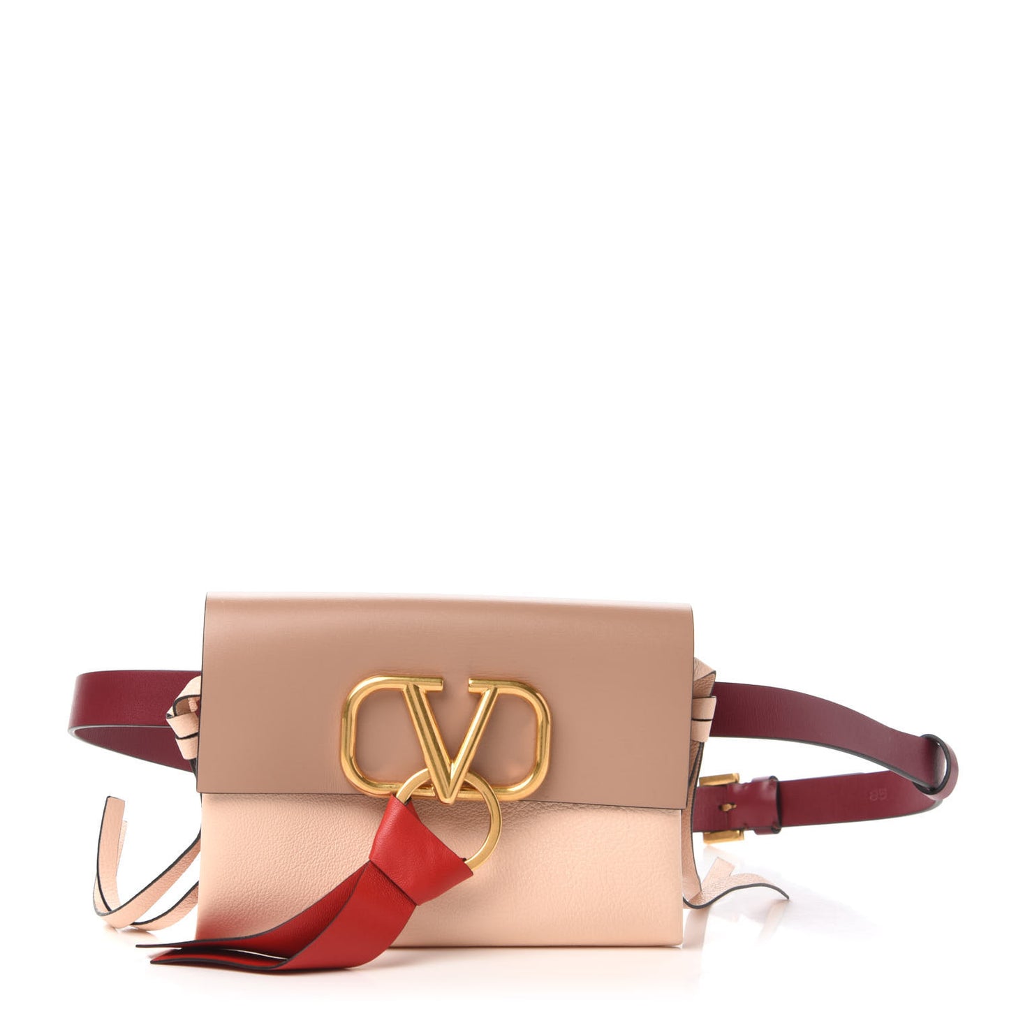 Buffalo Calfskin VRing Belt Bag 85 Rose Cannelle Light Ivory Cerise