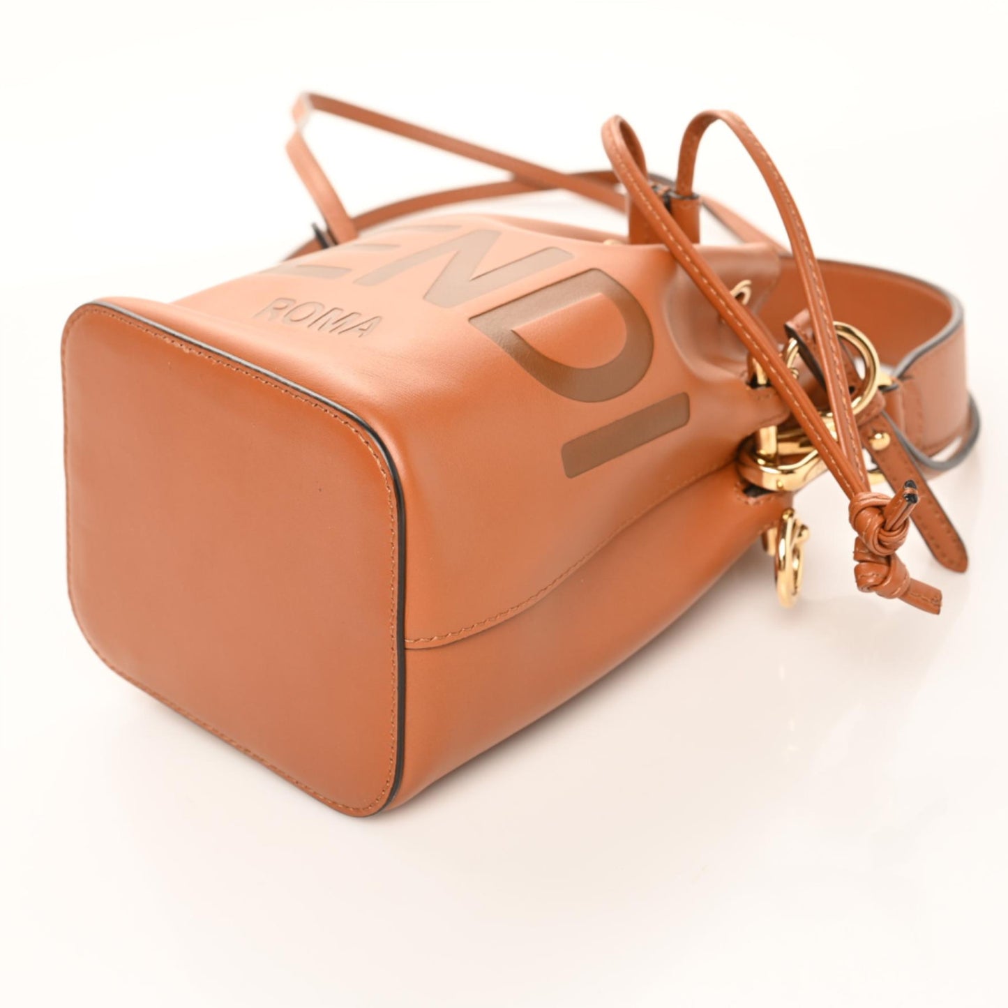 Vitello King F is Fendi Logo Embossed Mini Mon Tresor Bucket Bag Cuoio