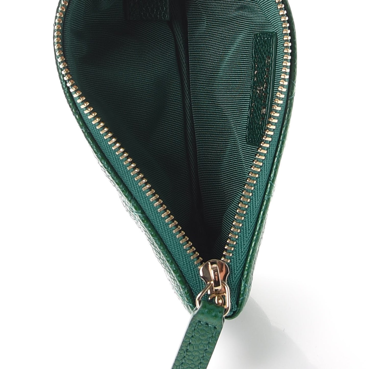 Metallic Caviar Quilted Small Cosmetic Case Green