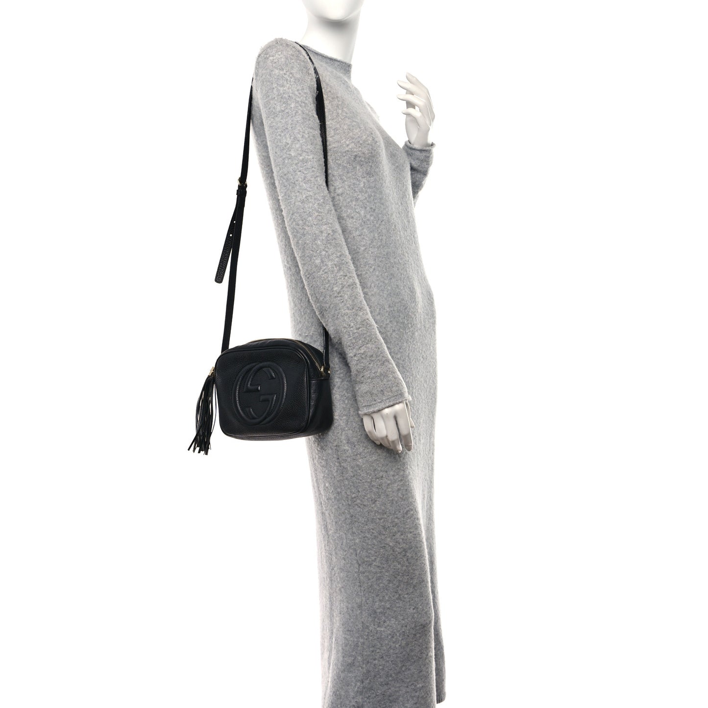 Pebbled Calfskin Small Soho Disco Bag Black