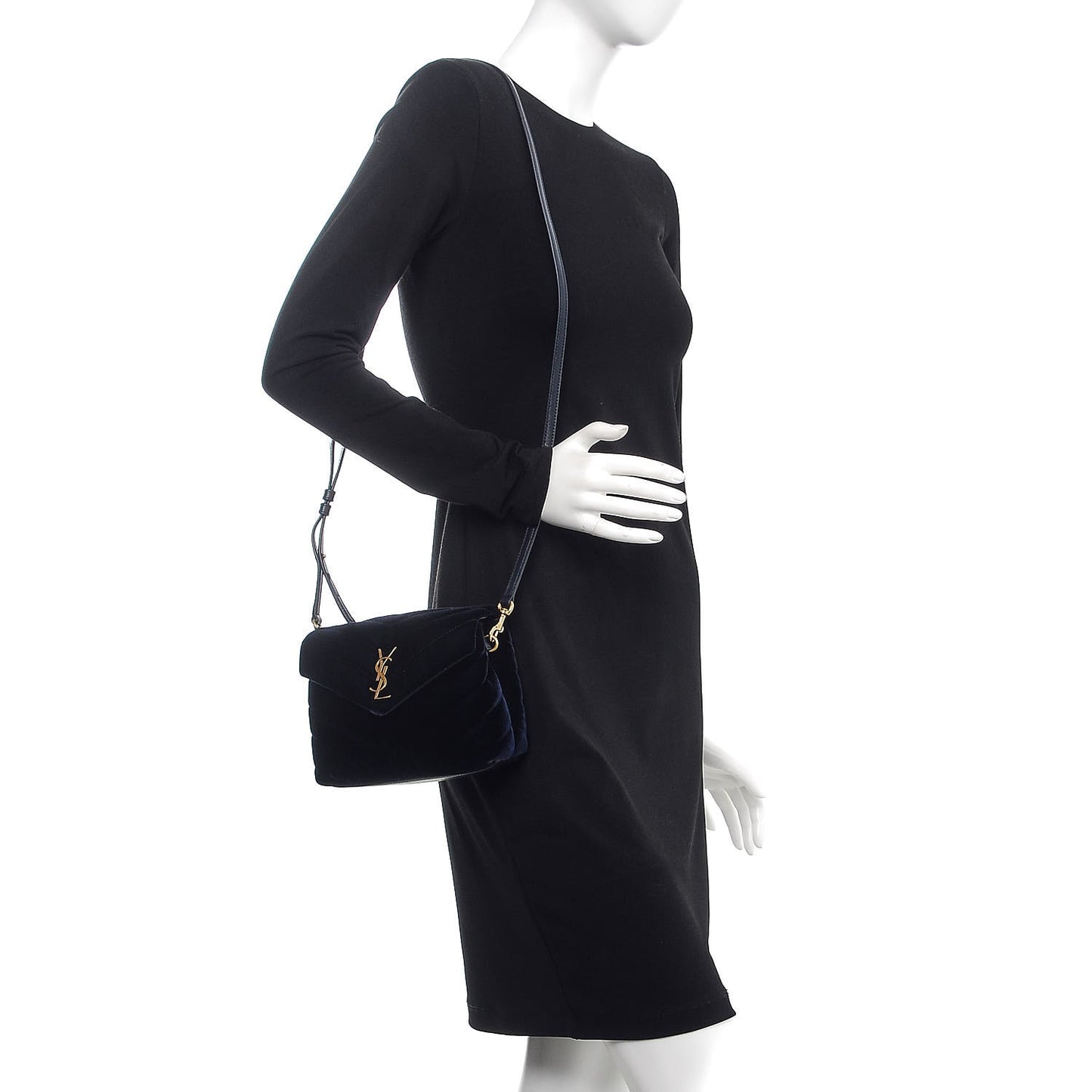 Velvet Y Quilted Monogram Toy Loulou Crossbody Bag Navy