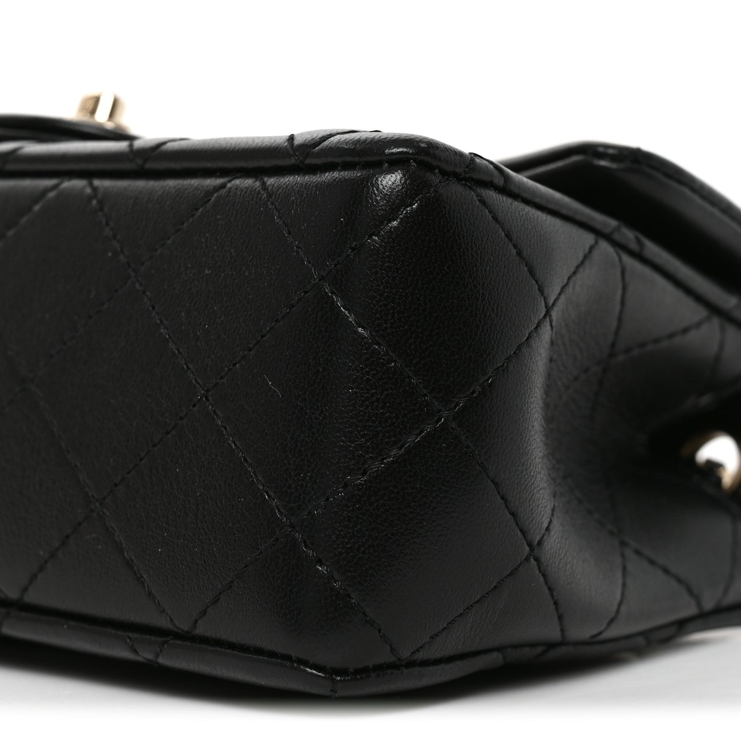 Lambskin Quilted Mini Rectangular CC Slide Flap Black
