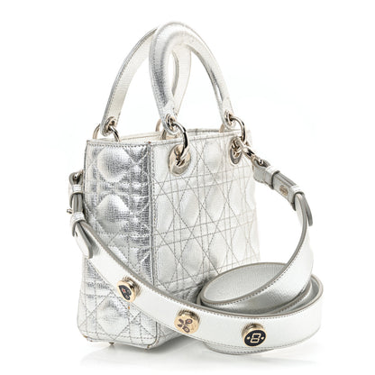 Christian Dior Metallic Grained Calfskin Cannage Small Lucky Badges My Lady Dior Silver 3 of 14