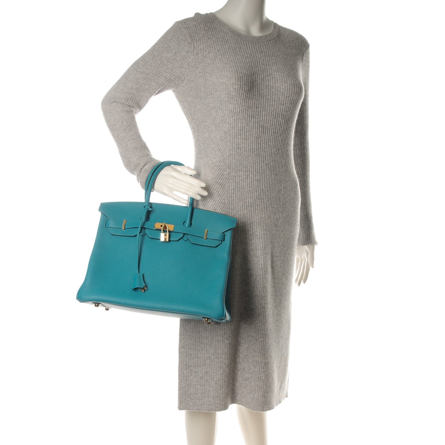 Taurillon Clemence Birkin 35 Turquoise