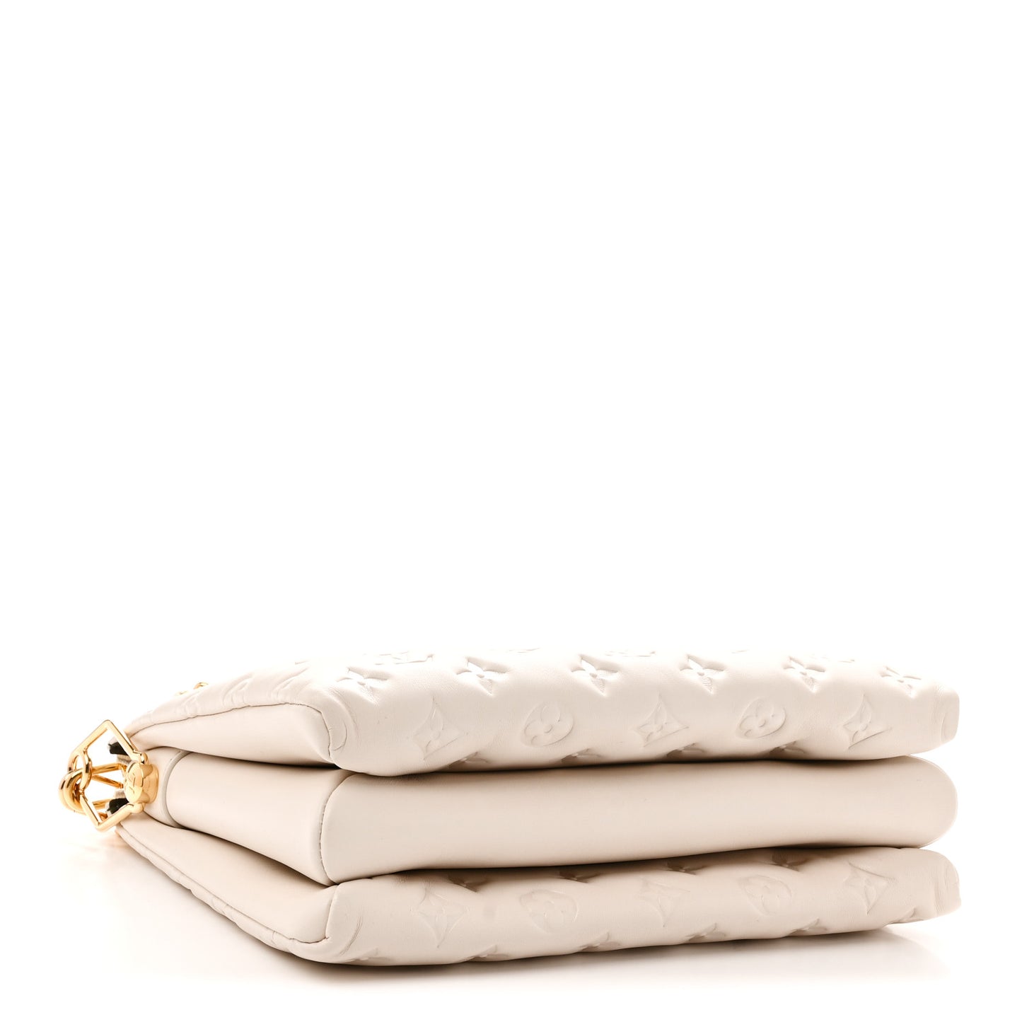 Lambskin Embossed Monogram Coussin PM Beige Cream