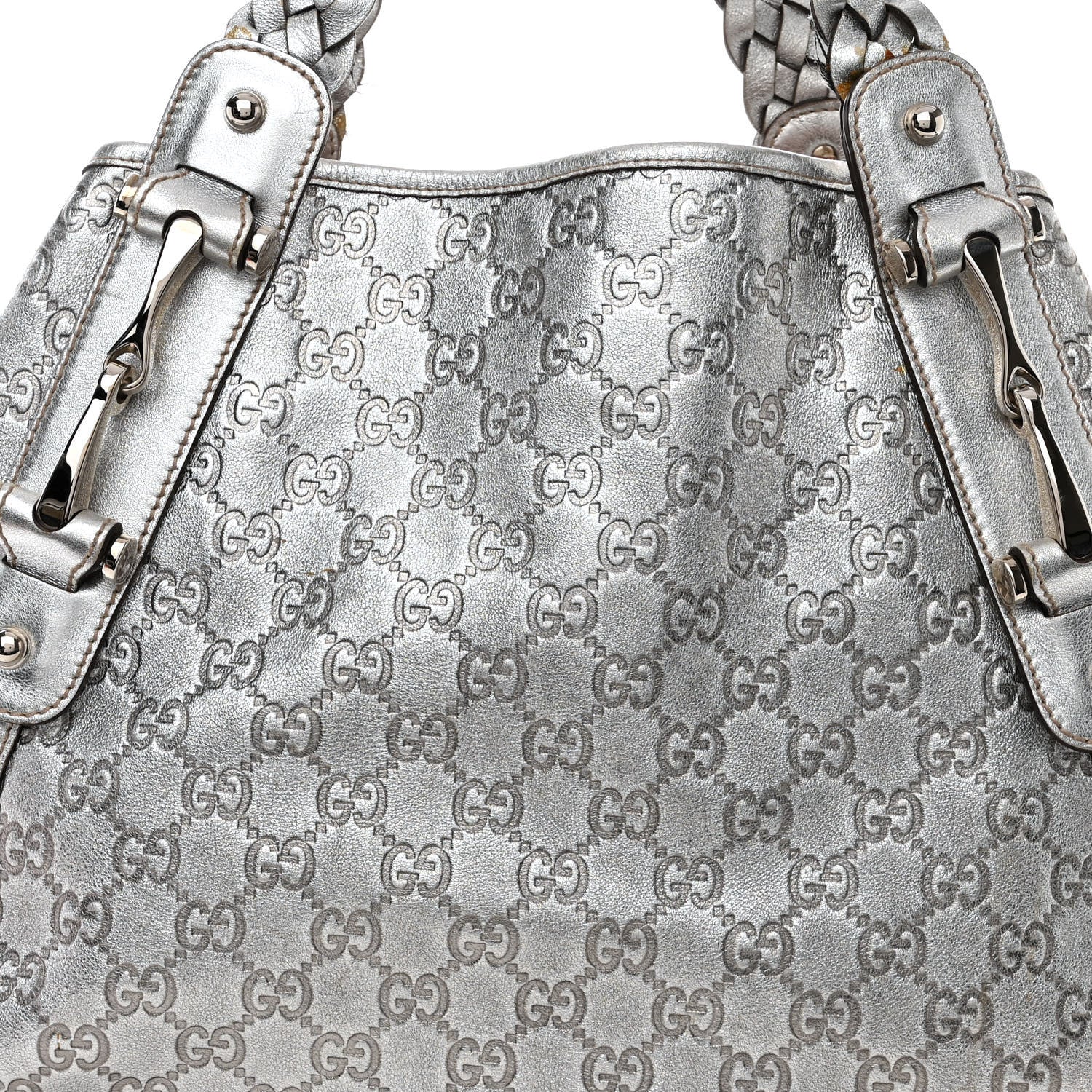 Gucci Metallic Guccissima Medium Pelham Shoulder Bag Silver 8 of 15