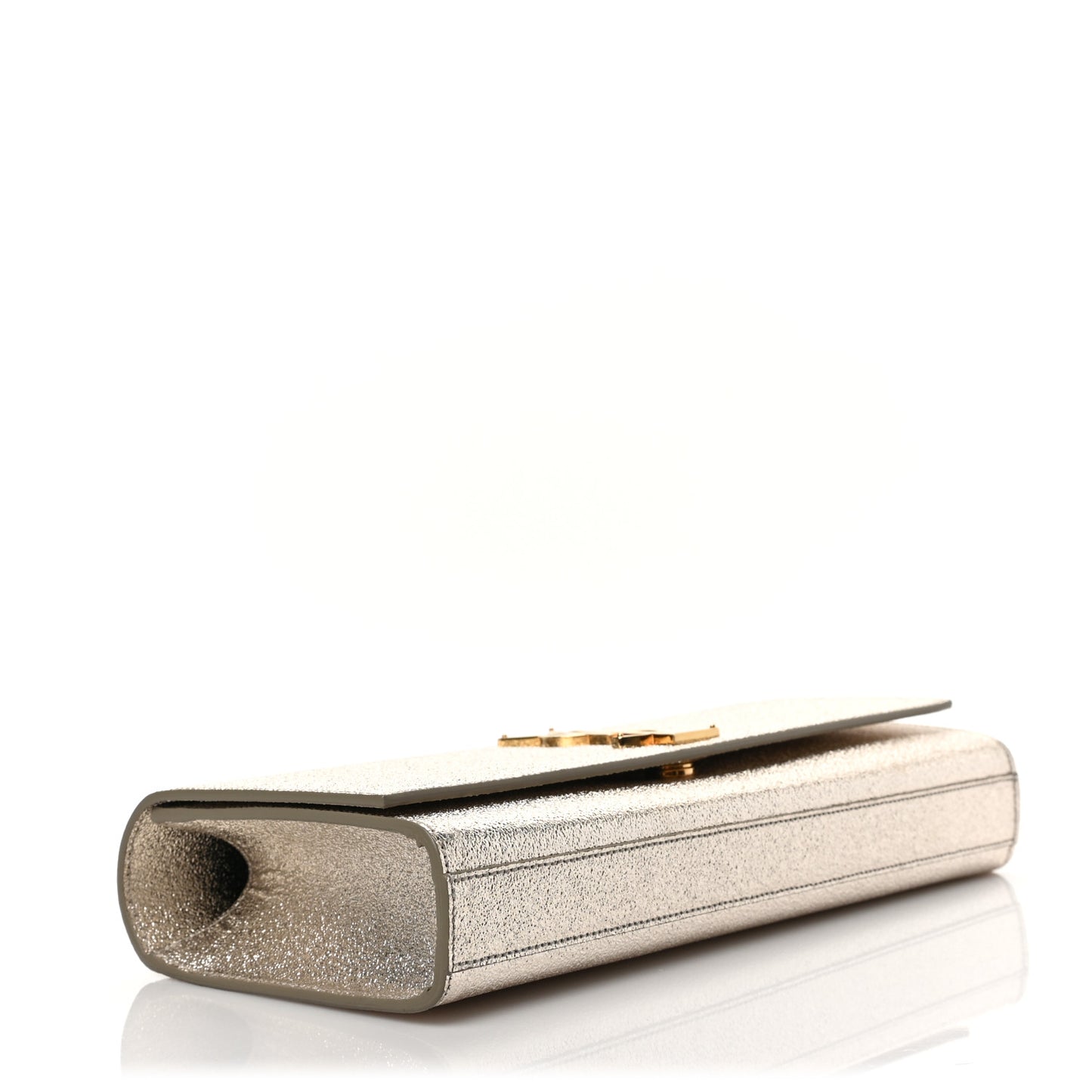 Metallic Textured Calfskin Classic Monogram Cassandre Clutch Pale Gold