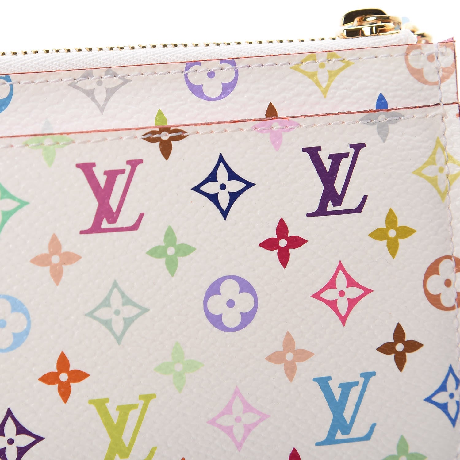 Louis Vuitton Monogram Multicolor Key Pouch White Litchi 10 of 11
