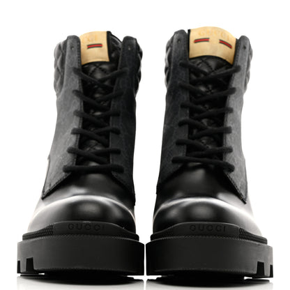 Gucci Apollo Calfskin GG Supreme Nappa Samoa Quilted Lace Up Ankle Boots 38.5 Black 2 of 9