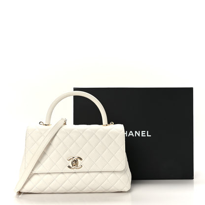 Chanel Caviar Quilted Small Coco Handle Flap White 10 of 10
