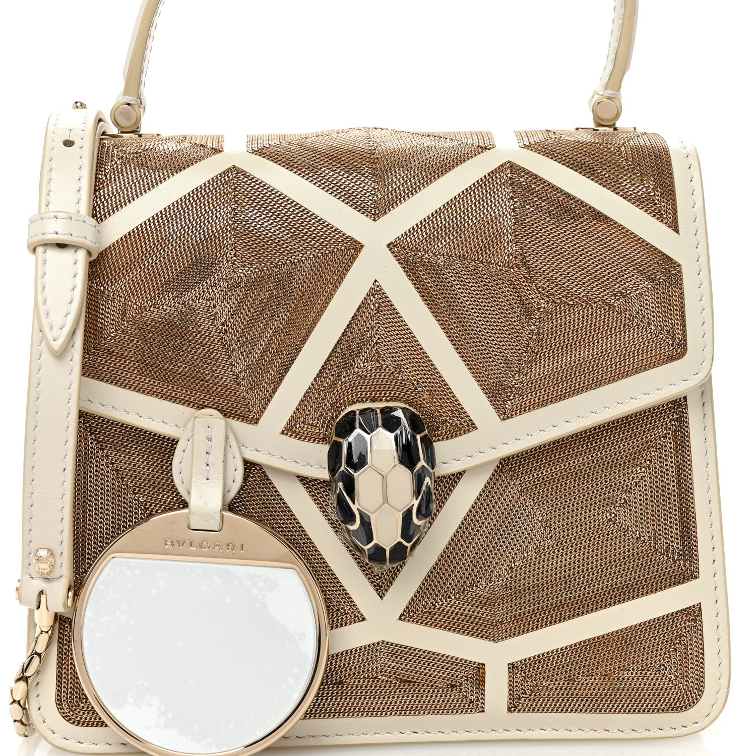 Bulgari Calfskin Million Chain Motif Serpenti Forever Top Handle White 8 of 10