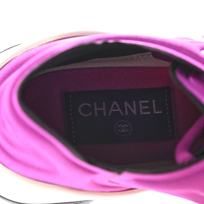 Chanel Calfskin Mesh Lycra Sneakers 37 Dark Pink 6 of 7