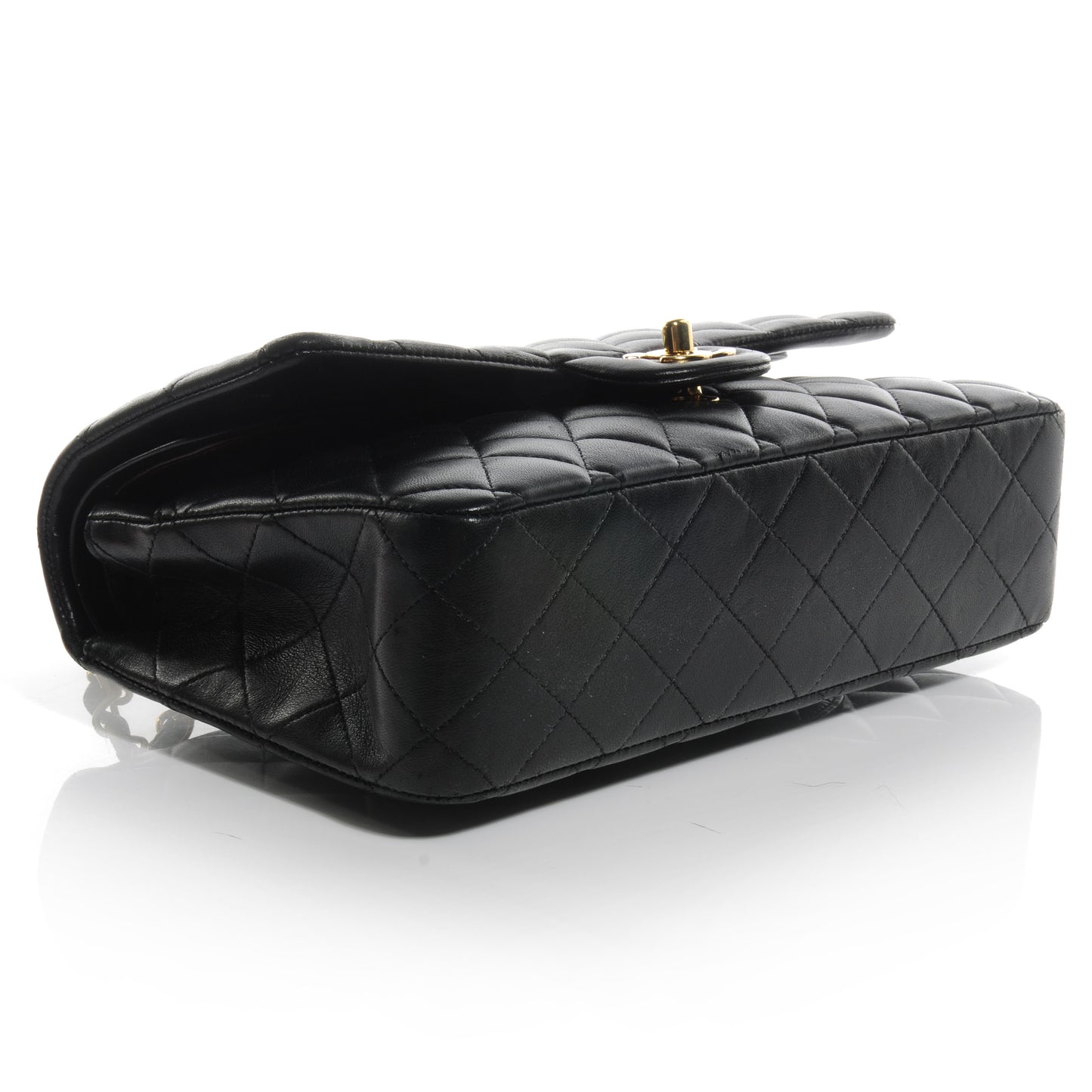 Lambskin Medium Double Flap Black