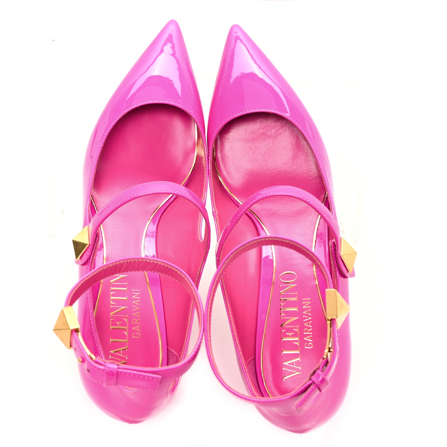 Valentino Garavani Patent Roman Stud Ankle Strap 50mm Pumps 36 Pink PP 2 of 10