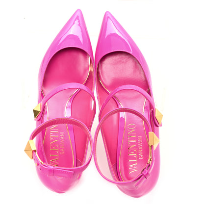 Valentino Garavani Patent Roman Stud Ankle Strap 50mm Pumps 36 Pink PP 2 of 10
