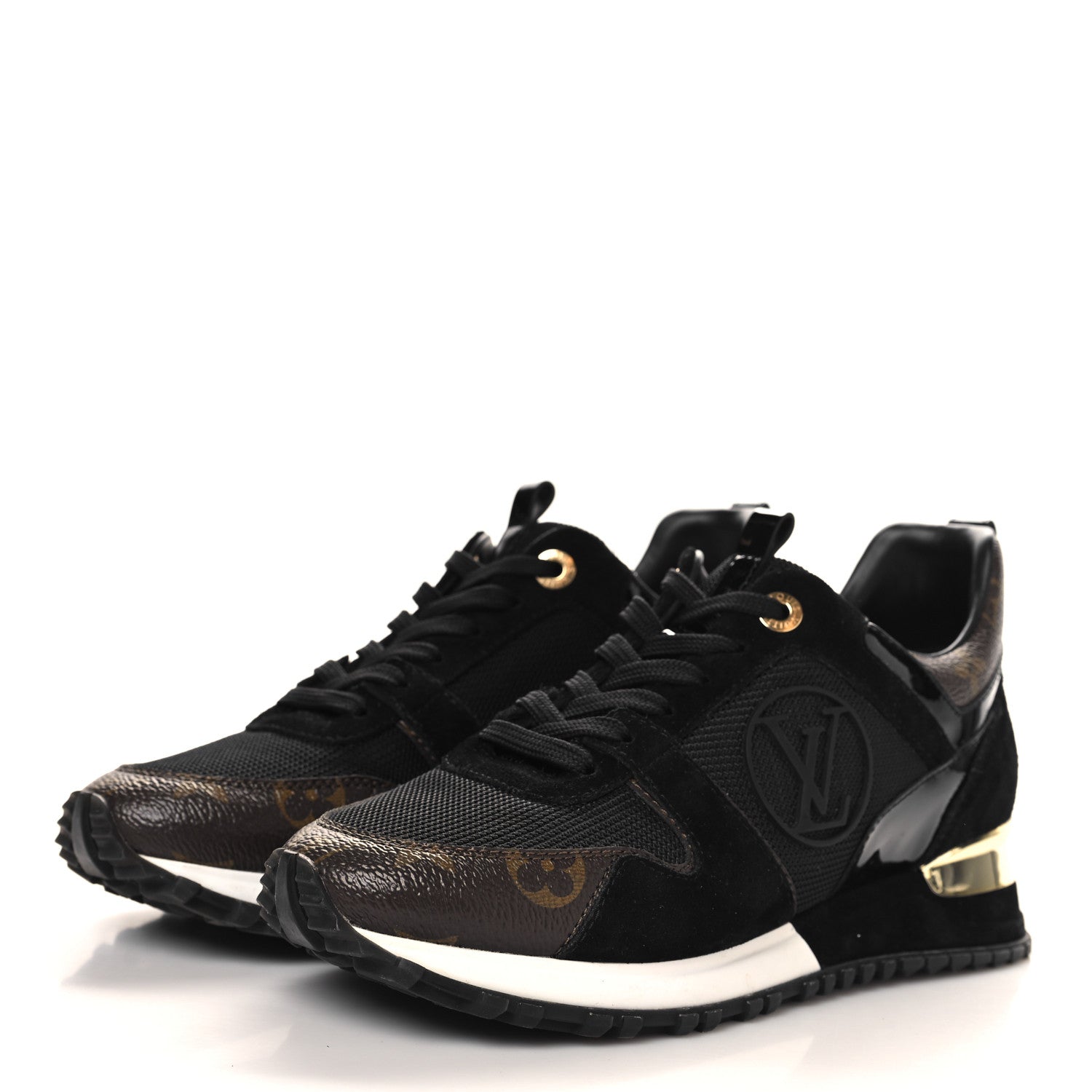 Louis Vuitton Suede Monogram Run Away Sneakers 37 Black 4 of 9