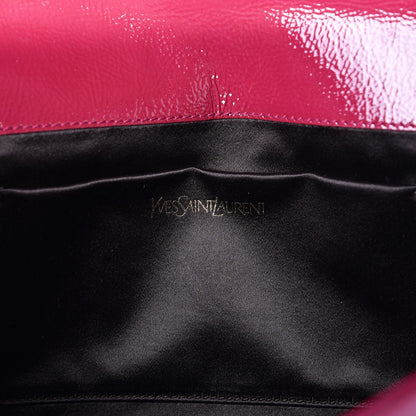 Saint Laurent Textured Patent Monogram Large Belle De Jour Clutch Fuchsia 6 of 7