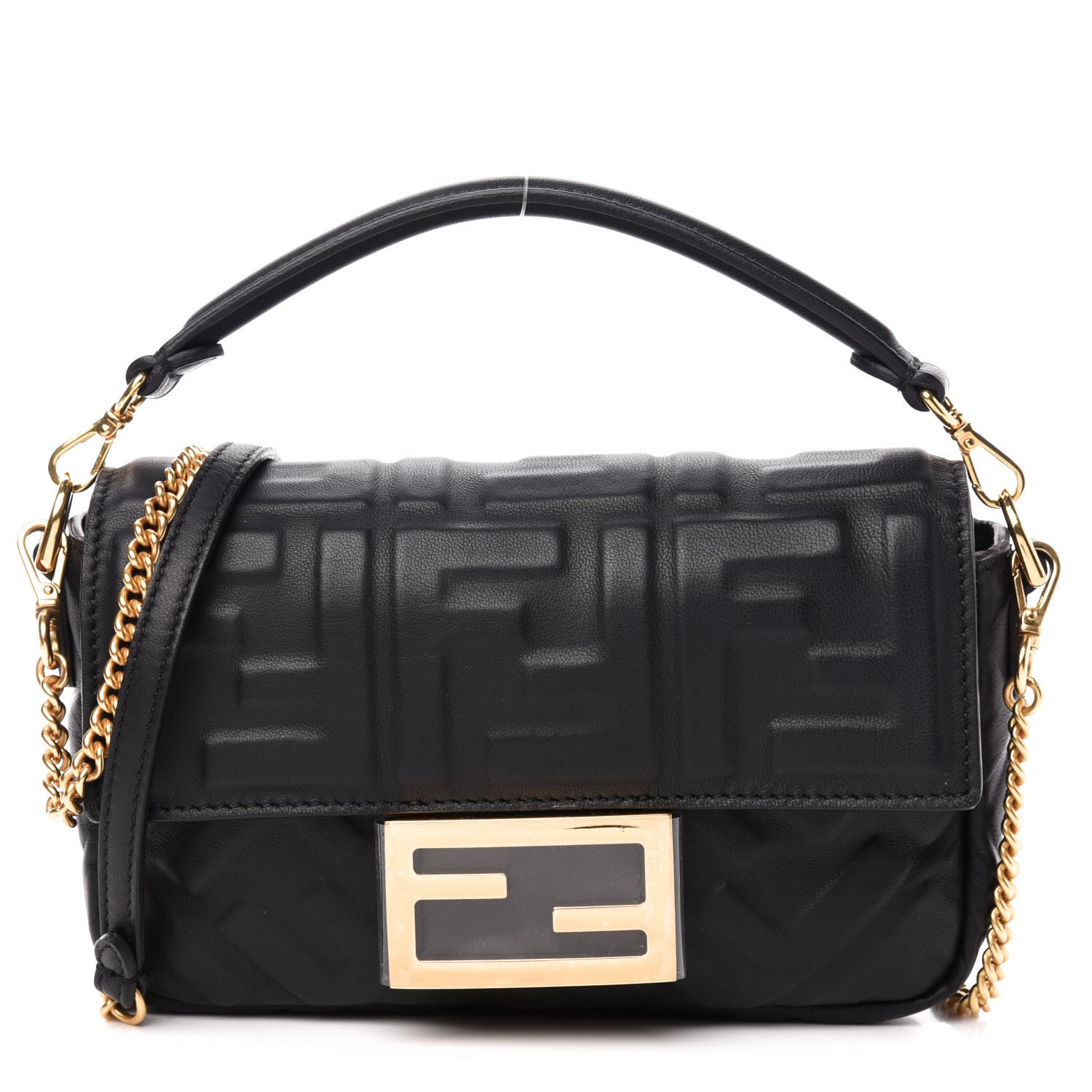 Fendi Nappa FF 1974 Embossed Mini Baguette Black 1 of 11