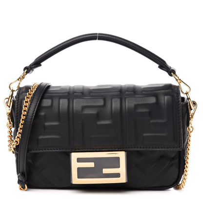 Fendi Nappa FF 1974 Embossed Mini Baguette Black 1 of 11