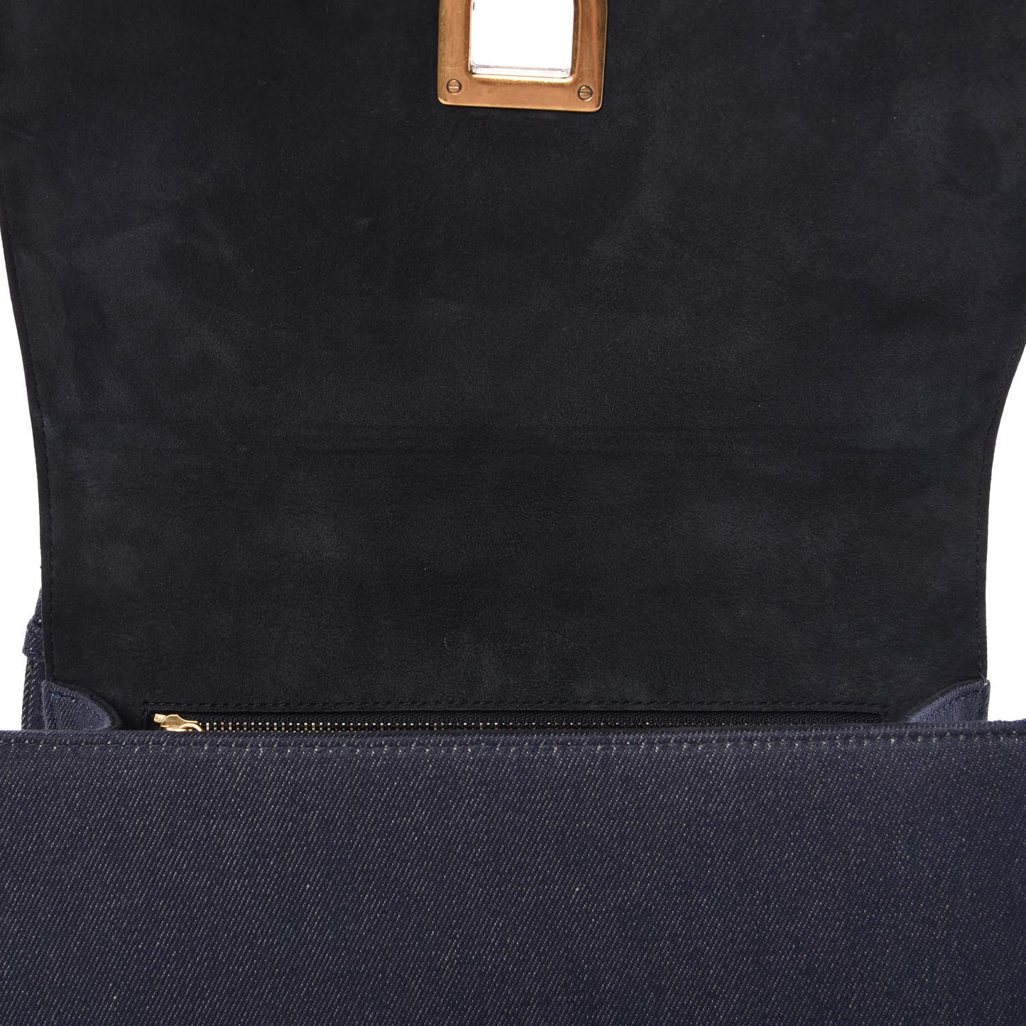 Denim Studded Medium Diorama Flap Bag Blue