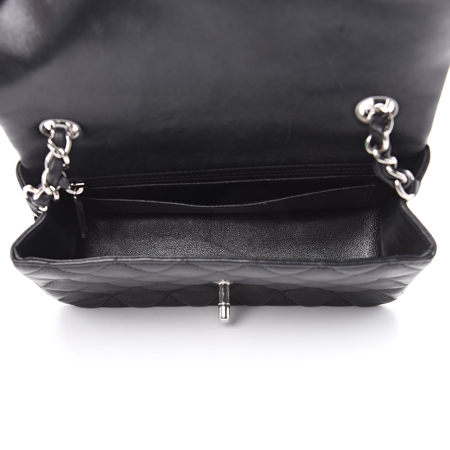 Lambskin Quilted Mini Rectangular Flap Black
