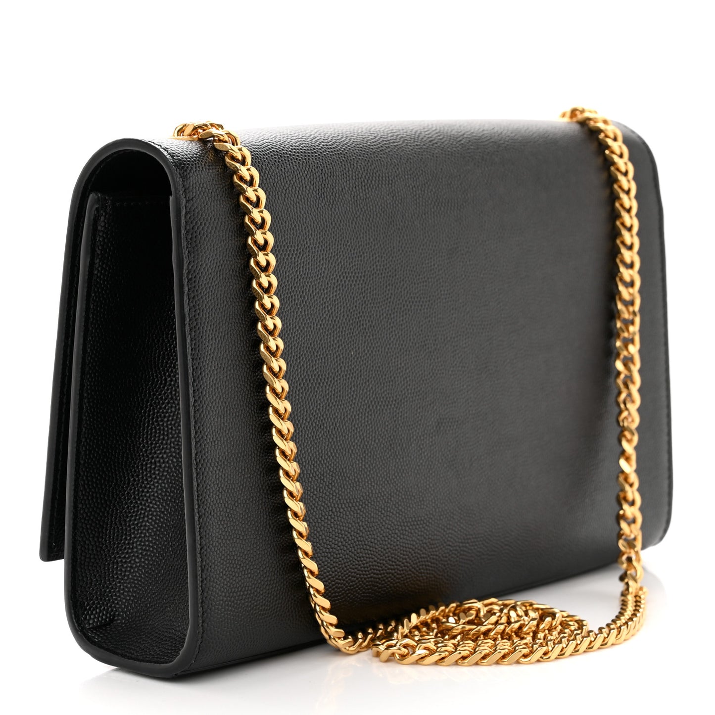 SAINT LAURENT Grain De Poudre Medium Classic Monogram Kate Satchel Black