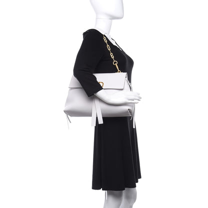 Valentino Garavani Pebbled Calfskin Large VRing Chain Shoulder Bag White 2 of 8