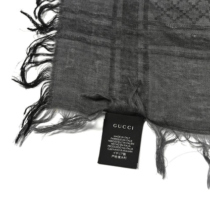 Gucci Wool Silk GG Monogram Diamante Plaid Surviee Shawl  Graphite Black 2 of 3