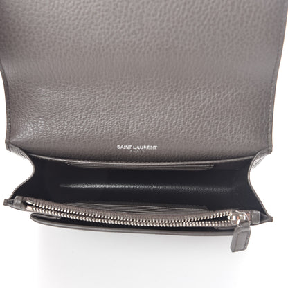 Saint Laurent Grained Calfskin Monogram Sunset Strap Wallet Fog 5 of 8