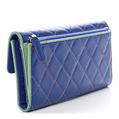 Chanel Lambskin Quilted Cuba Long Flap Wallet Blue Multicolor 3 of 12
