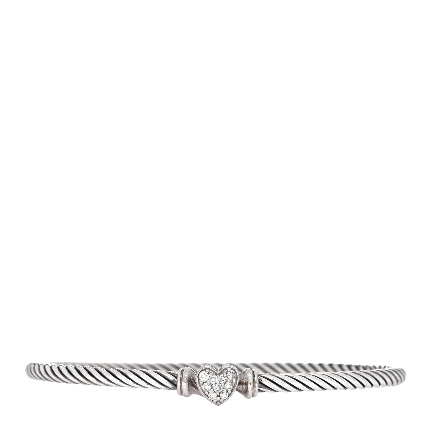 Sterling Silver Diamond Cable Collectibles Heart Bracelet