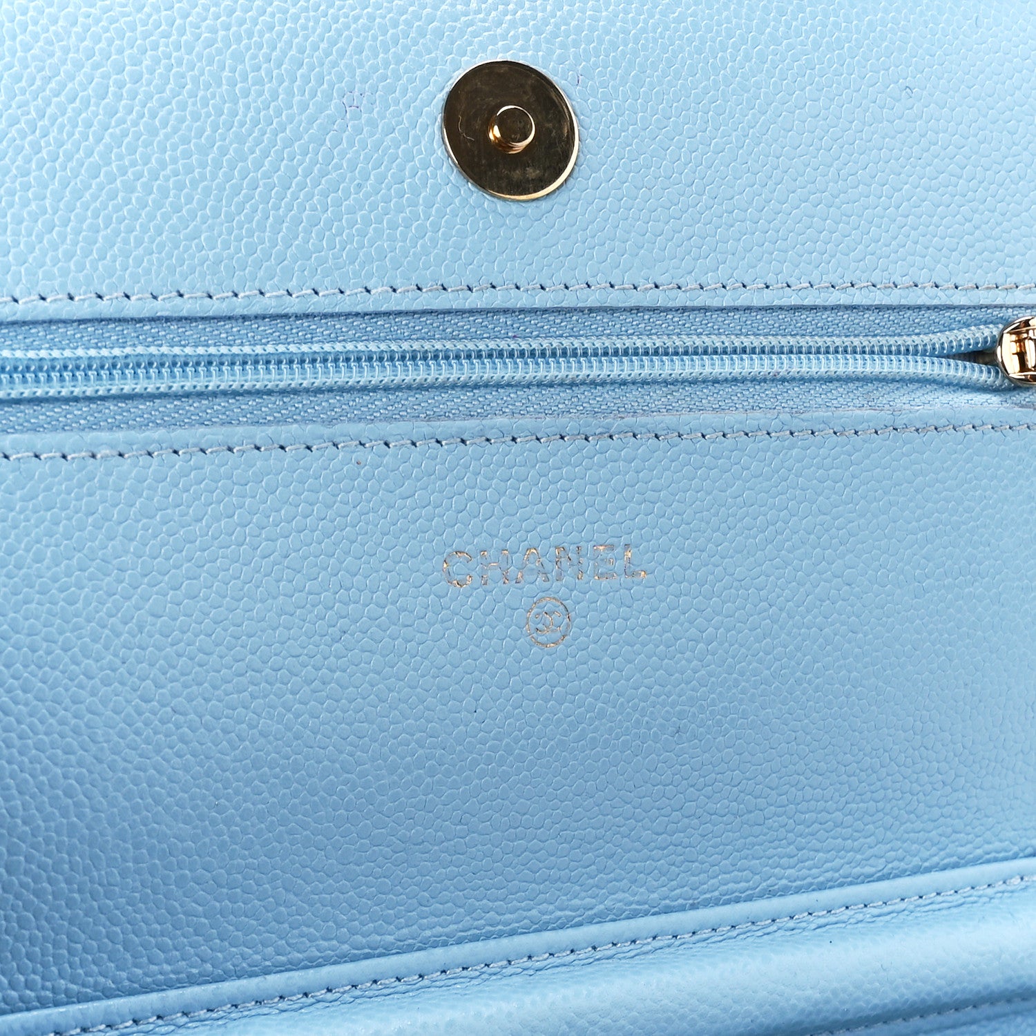 Chanel Caviar Quilted Wallet on Chain WOC Light Blue 6 of 11