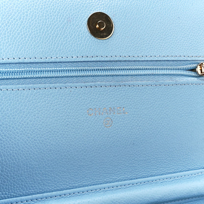 Chanel Caviar Quilted Wallet on Chain WOC Light Blue 6 of 11