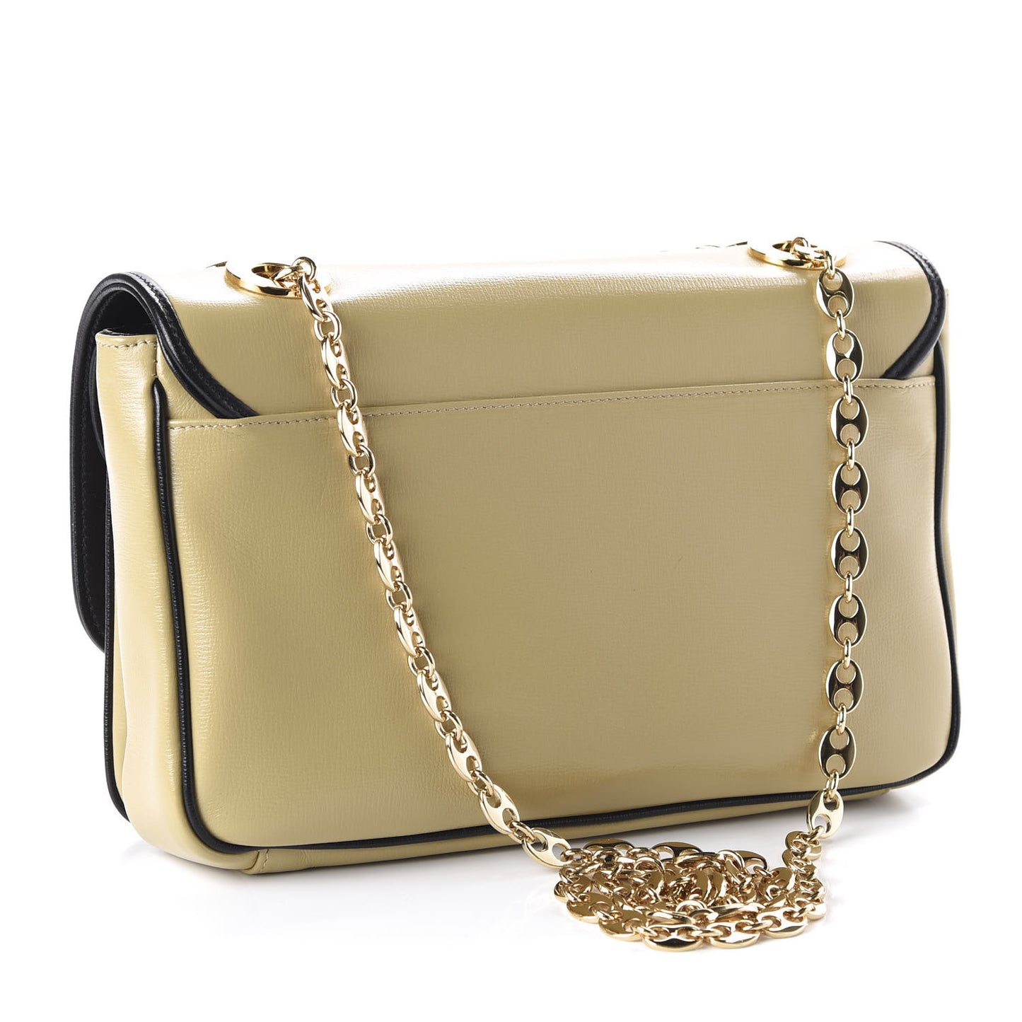 Azalea Calfskin Bi-Color Small Marina Chain Shoulder Bag Beige Black