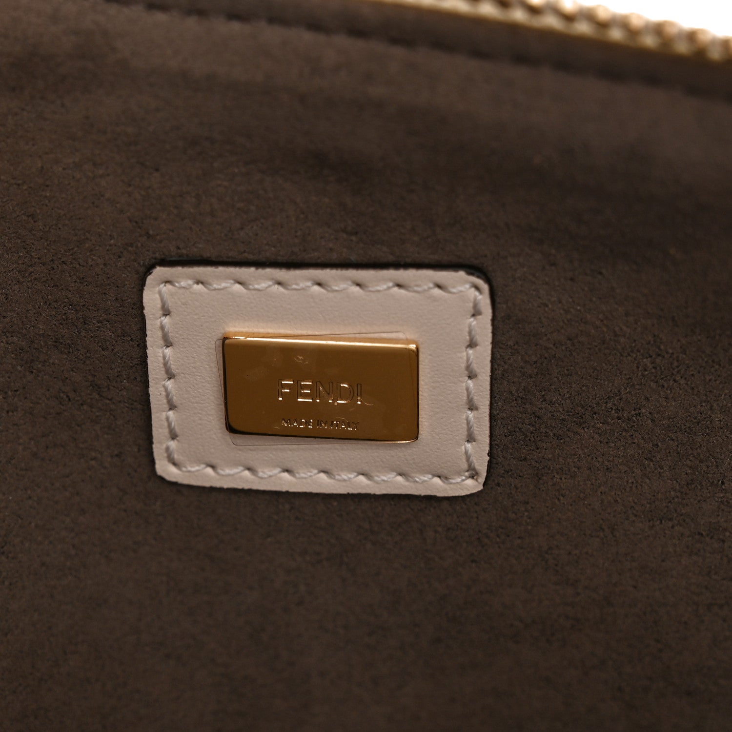 Fendi Kuban Canvas Vitello King FF Embroidered Large Flat Pouch Grezzo Multicolor Latte 6 of 9