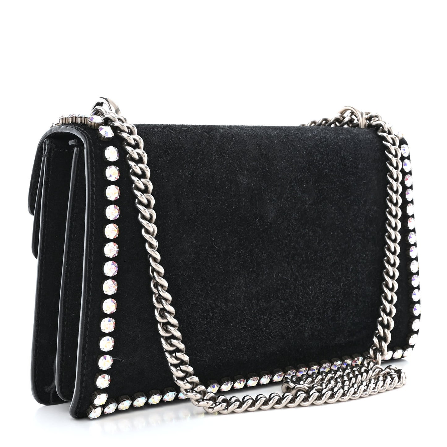 Suede Crystal Small Dionysus Shoulder Bag Black