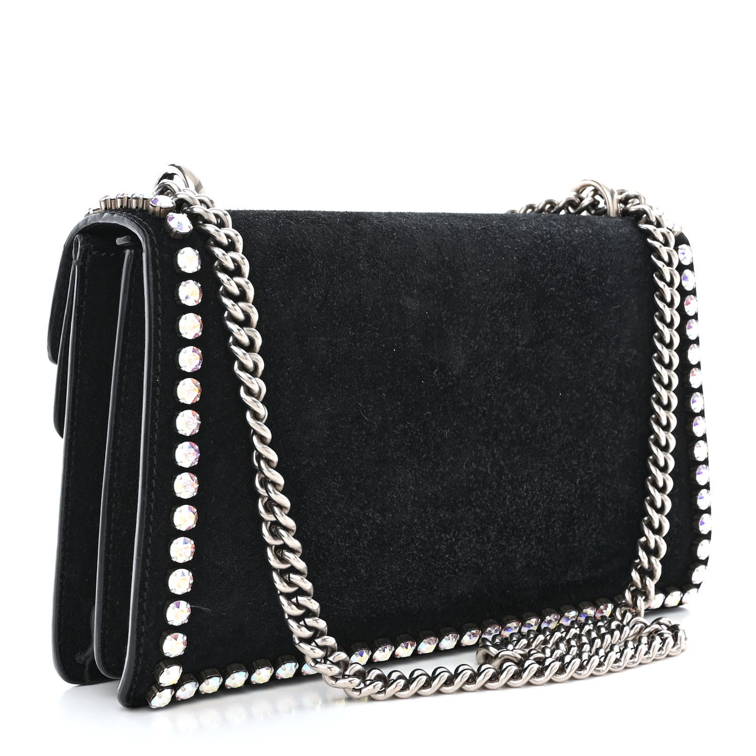 Gucci Suede Crystal Small Dionysus Shoulder Bag Black 3 of 10
