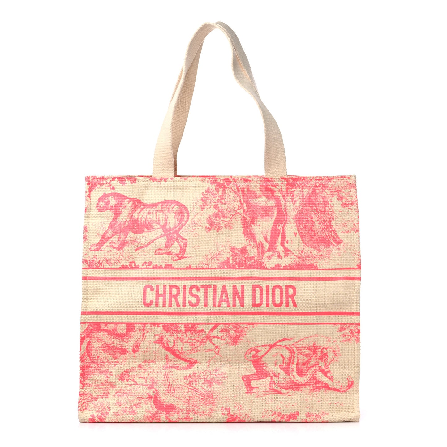 Straw Dioriviera Tote Pink
