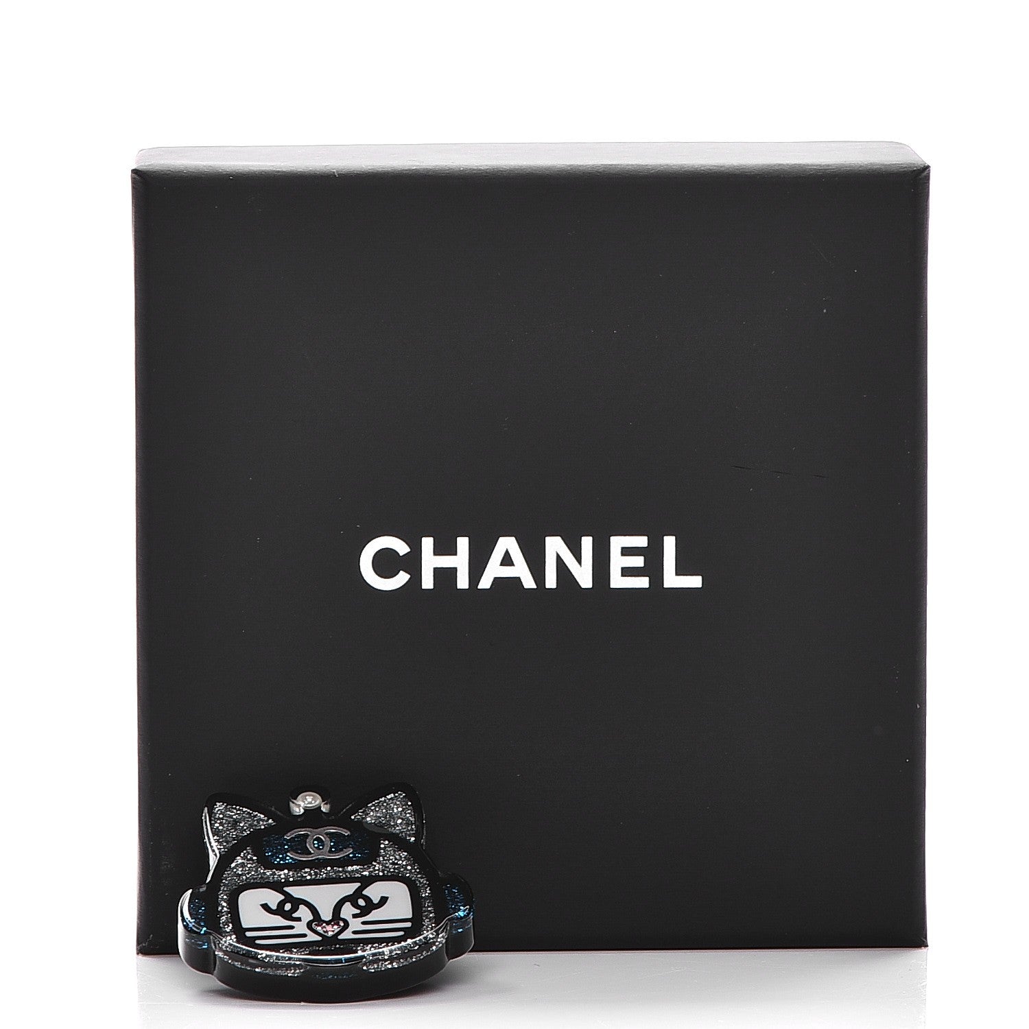 Chanel Resin Emoji Robot Cat Brooch Silver Blue 6 of 6