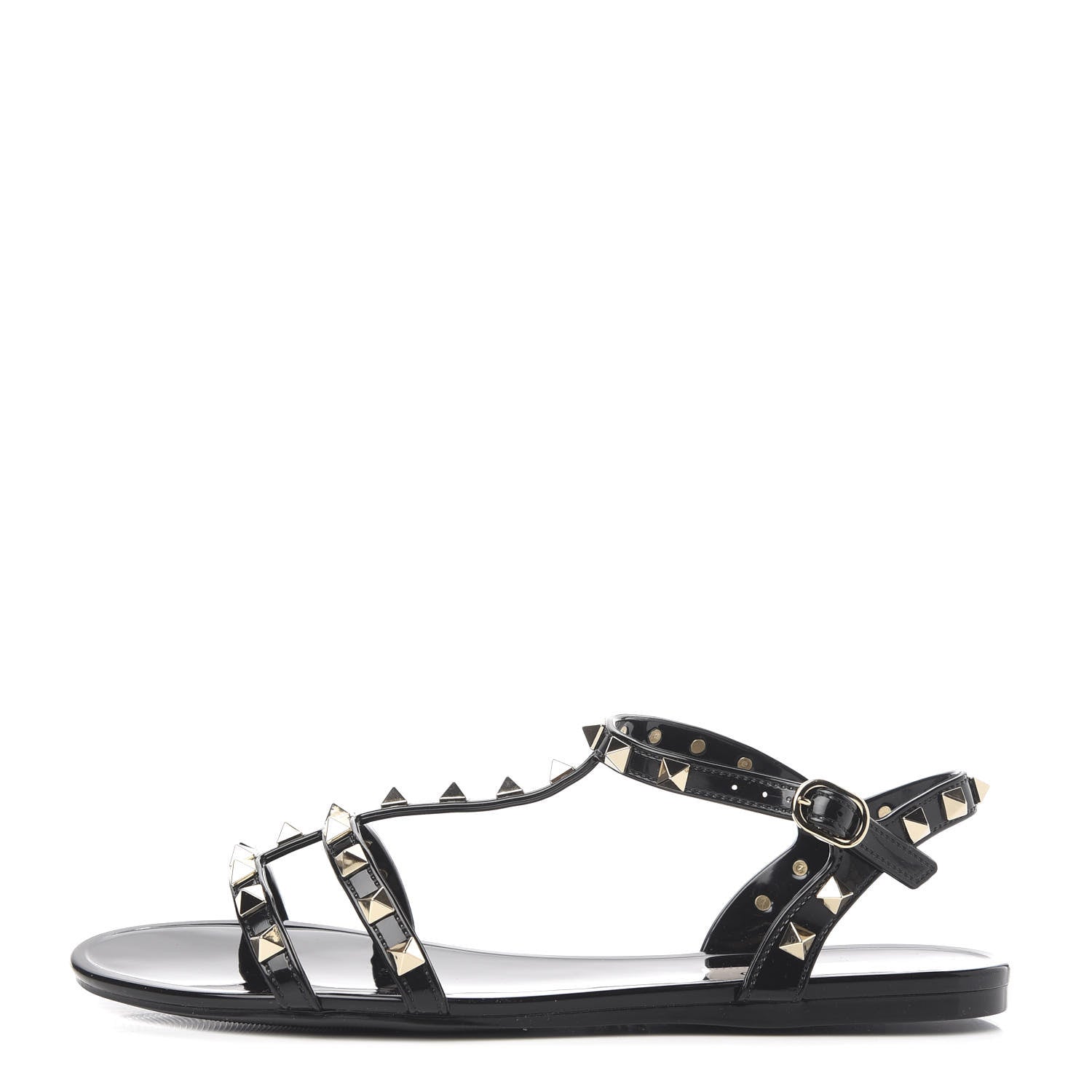 Valentino Garavani PVC Jelly Rockstud Caged Sandals 39 Black 1 of 8